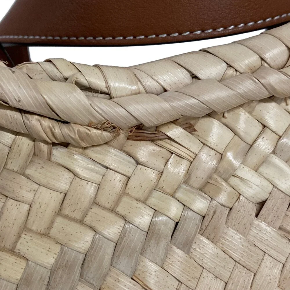 Loewe Basket Bag Small Tote Bag Natural (Beige) Tan (Brown) Palm Leaf Calf